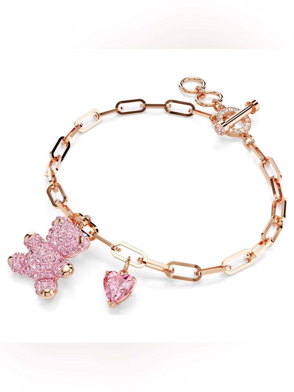 NEW IN BOX Swarovski Teddy Bear Bracelet Pink Crystal